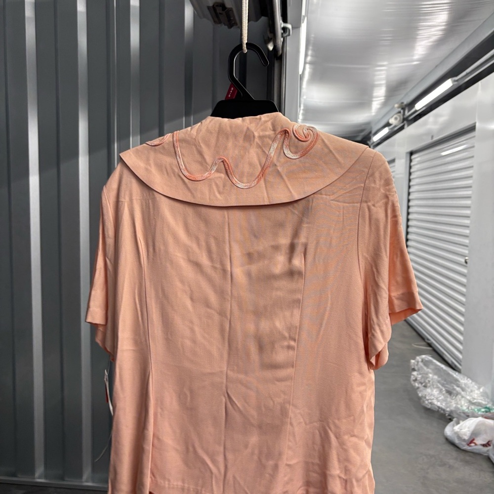 NWT Matthew & David Chic Peach Embroidered Blouse & Plaid Pleated Skirt Set 18 - Picture 6 of 16